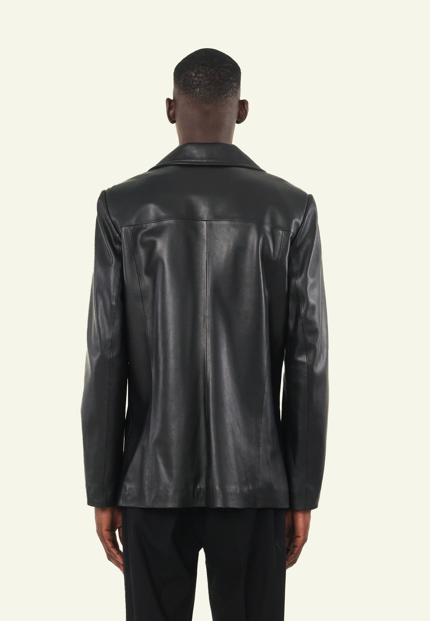 LORD BLACK porté homme veste cuir mouton noir — Serge Pariente Paris
