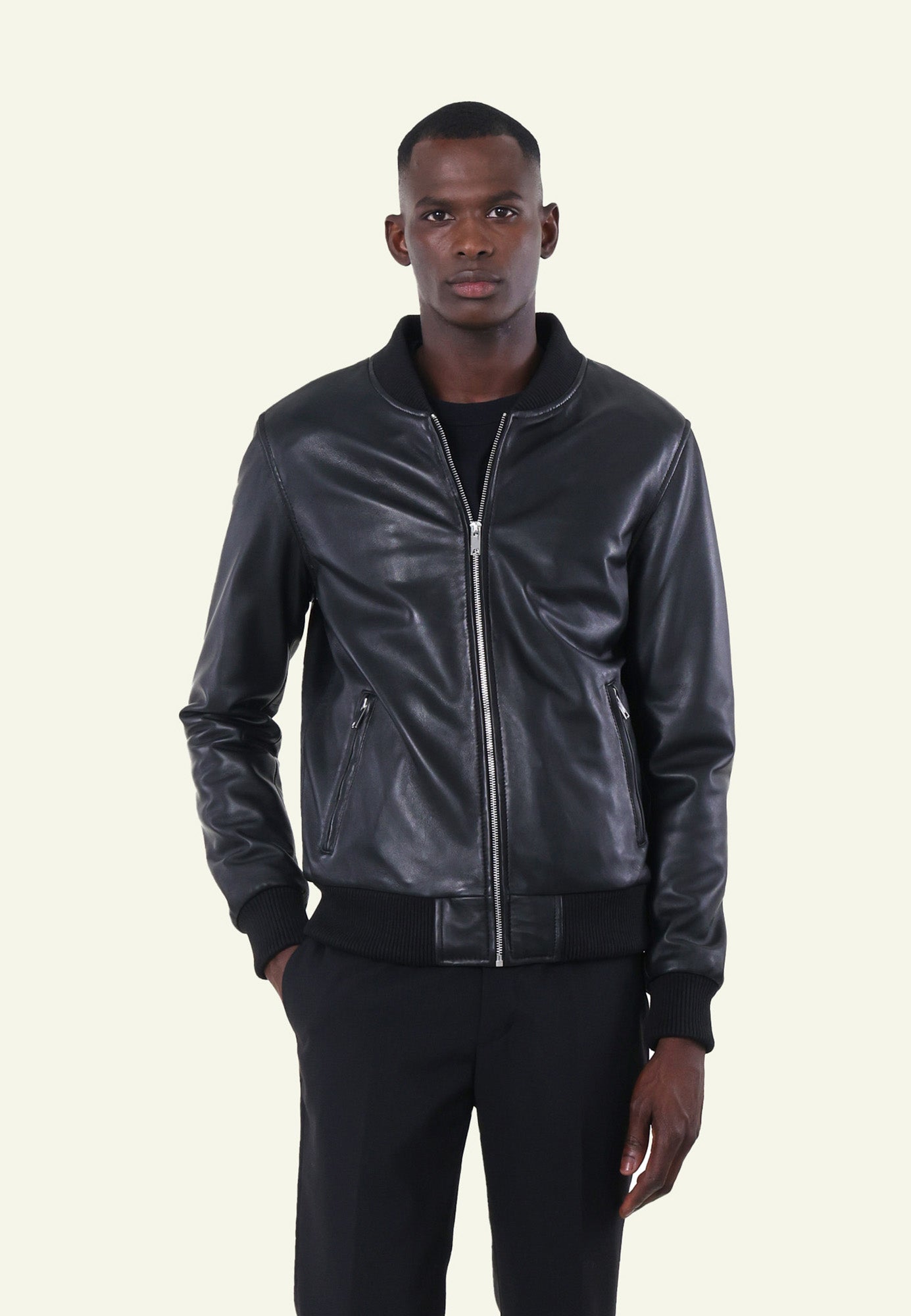 Bomber cuir BONBON BLACK vue complémentaire — Serge Pariente Paris