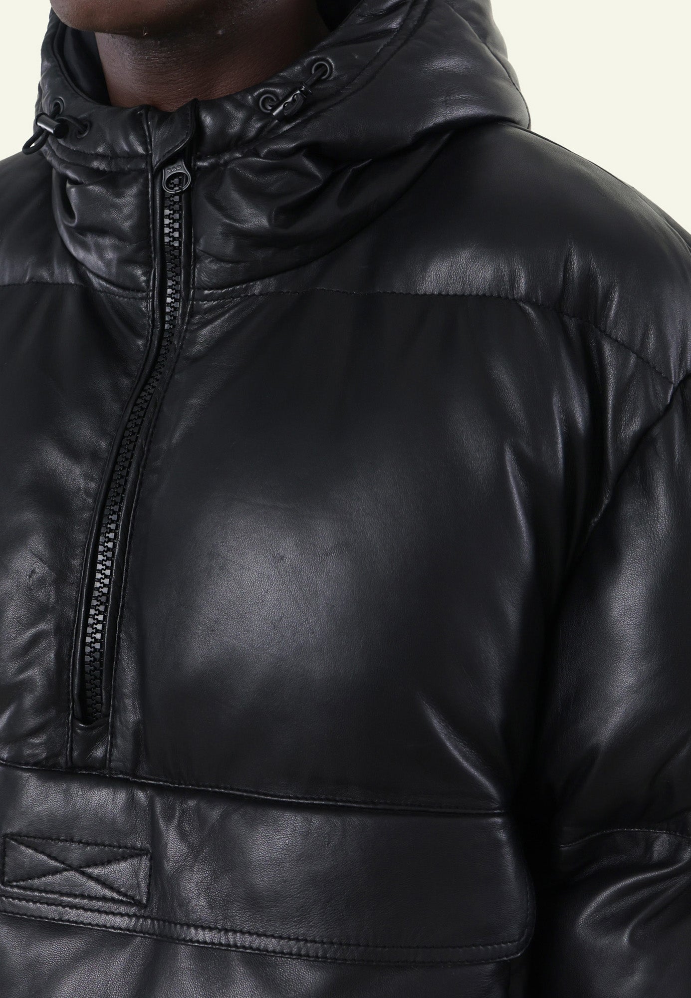 Doudoune cuir PUFFER - vue portee - Serge Pariente Paris