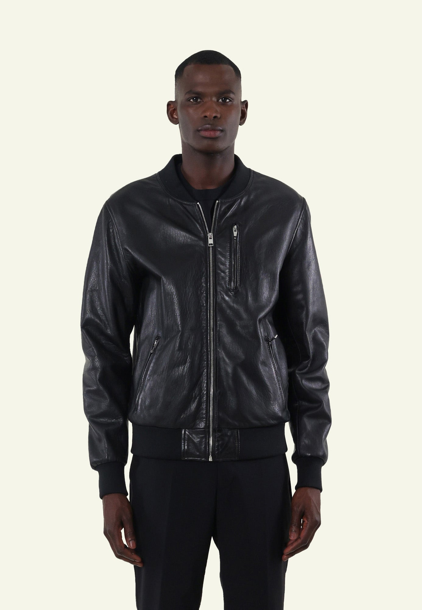 BONZIP BLACK vue dos bomber cuir mouton — Serge Pariente Paris