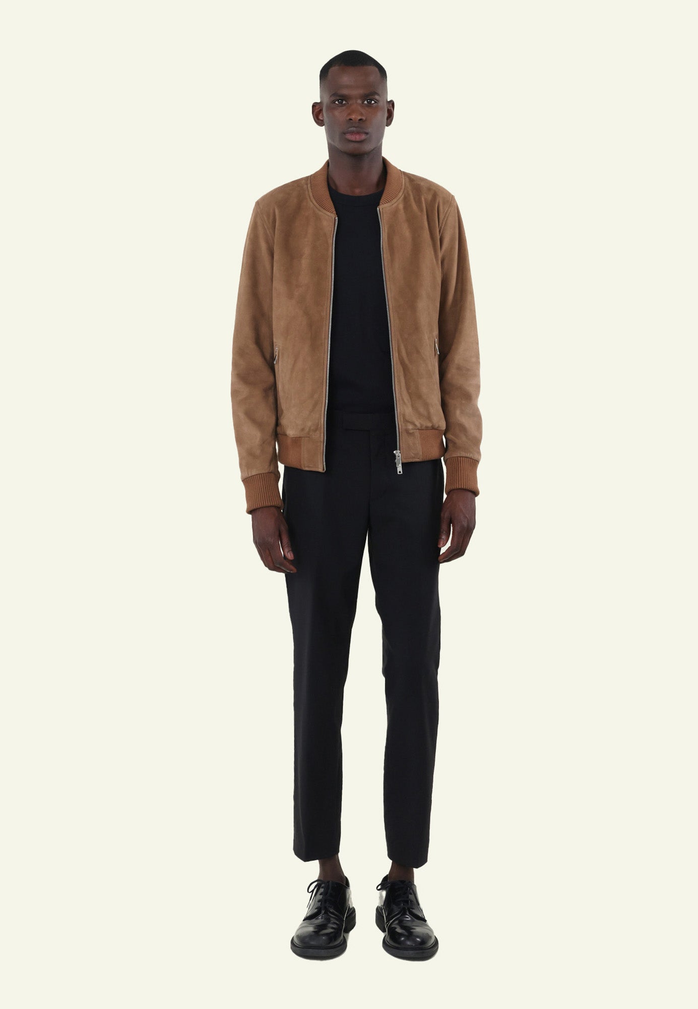Bomber daim NEW BONBON SUEDE CAMEL - vue dos - Serge Pariente Paris