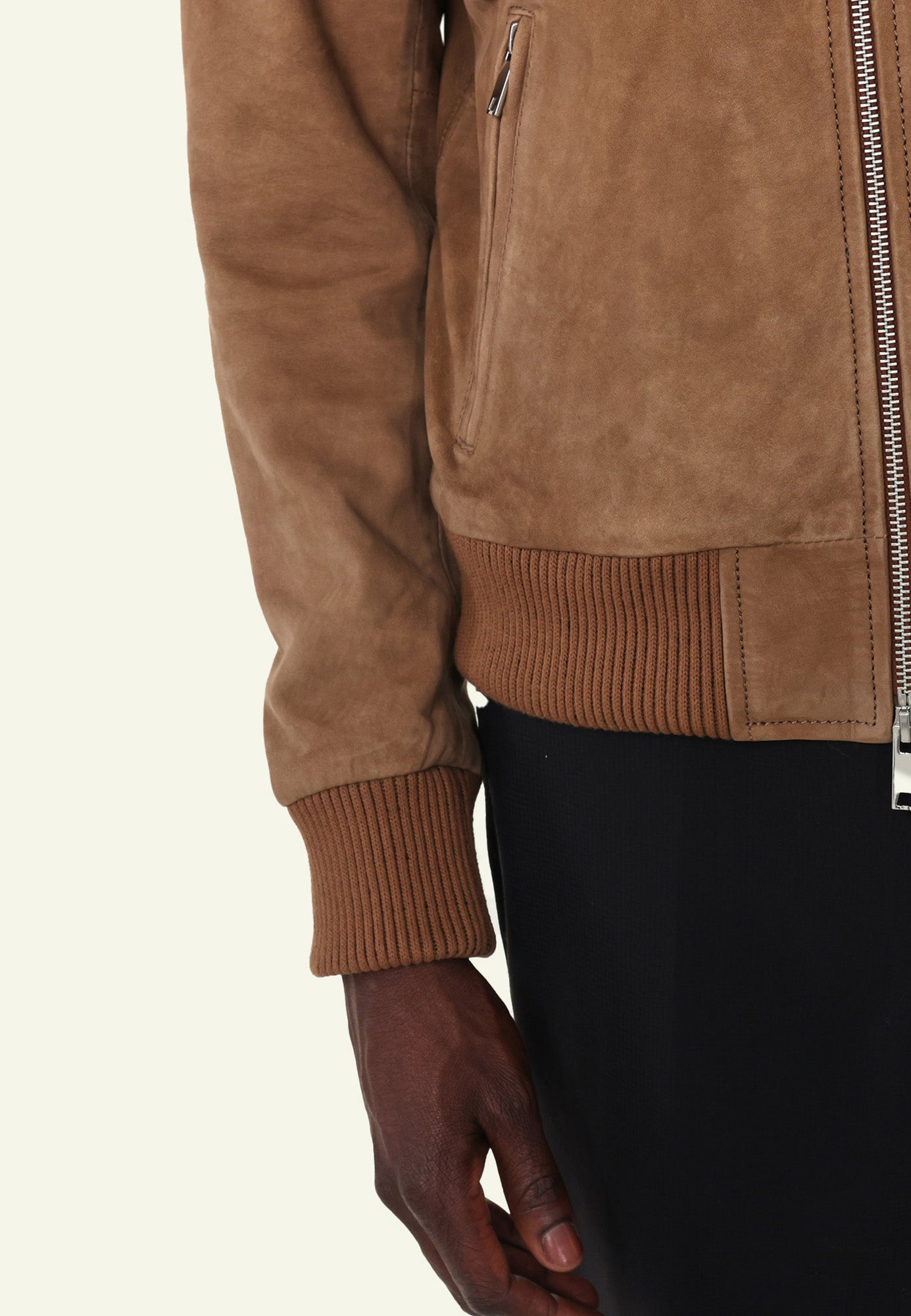 Bomber daim NEW BONBON SUEDE CAMEL - vue complementaire 2 - Serge Pariente Paris