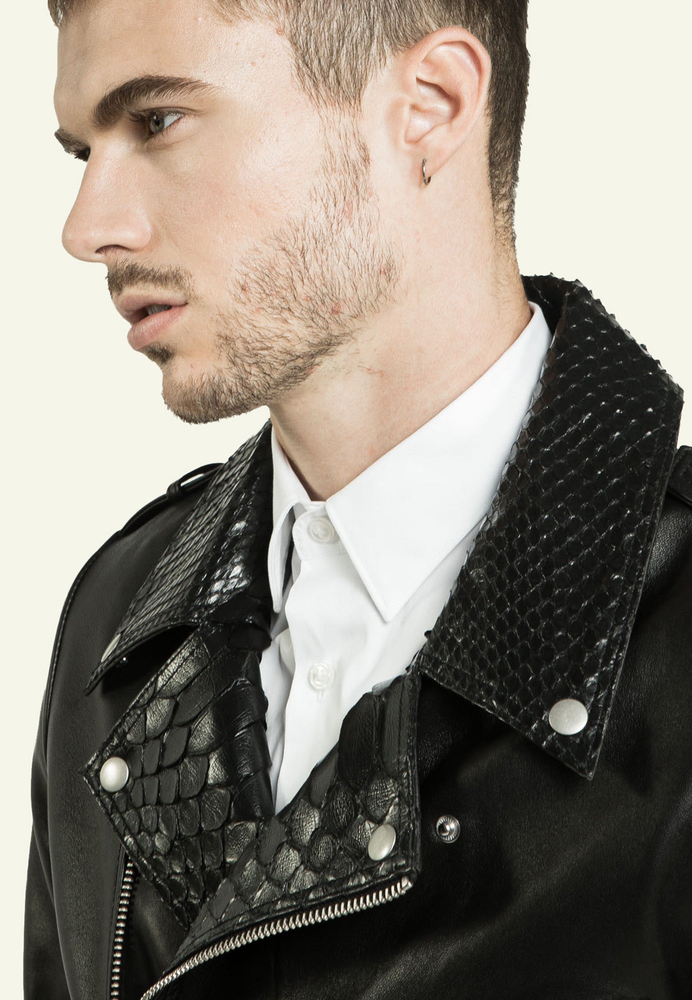 Blouson cuir PREDATOR PYTHON vue côté — Serge Pariente Paris