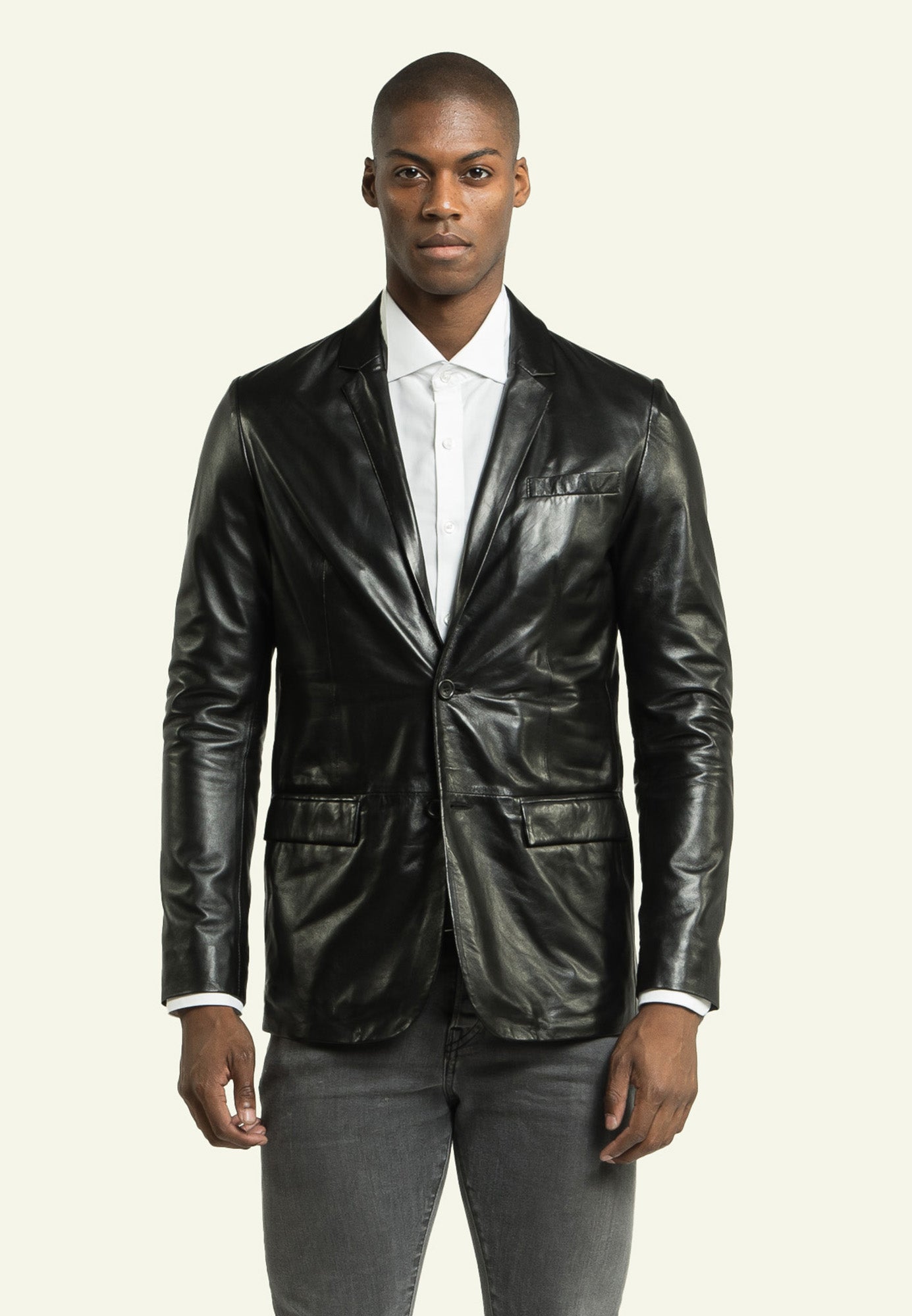BLAZER MERGE BLACK vue dos blazer cuir mouton — Serge Pariente