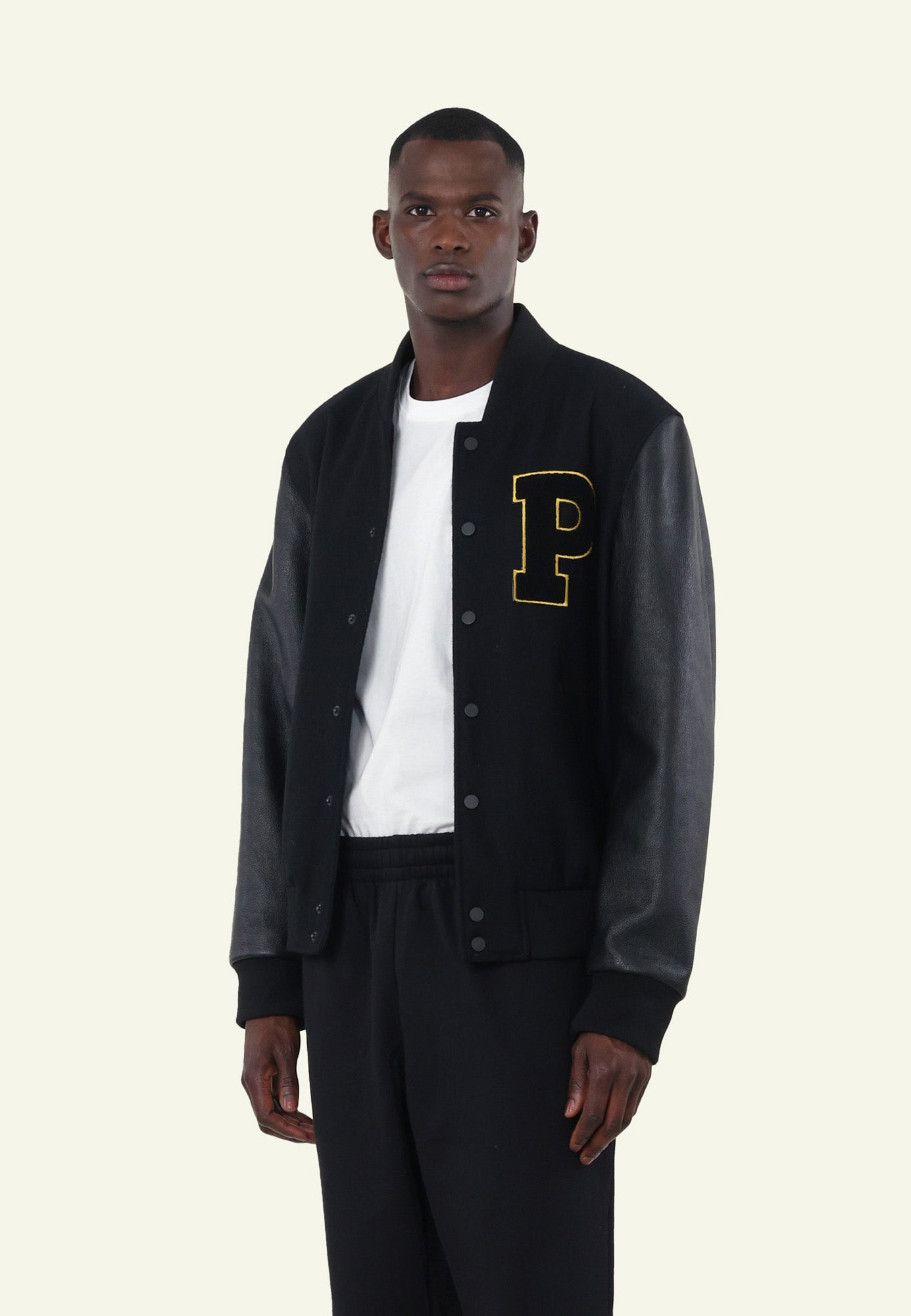 VARSITY ID-P BLACK vue dos blouson varsity cuir — Serge Pariente
