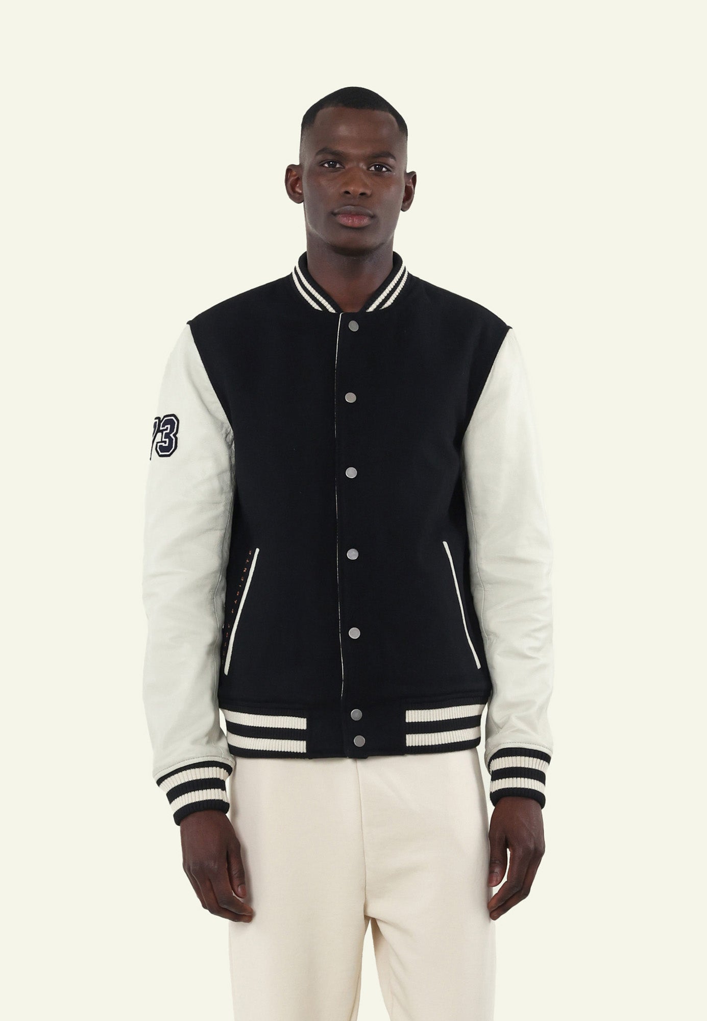 VARSITY BLACK WHITE vue dos blouson varsity bicolore — Serge Pariente