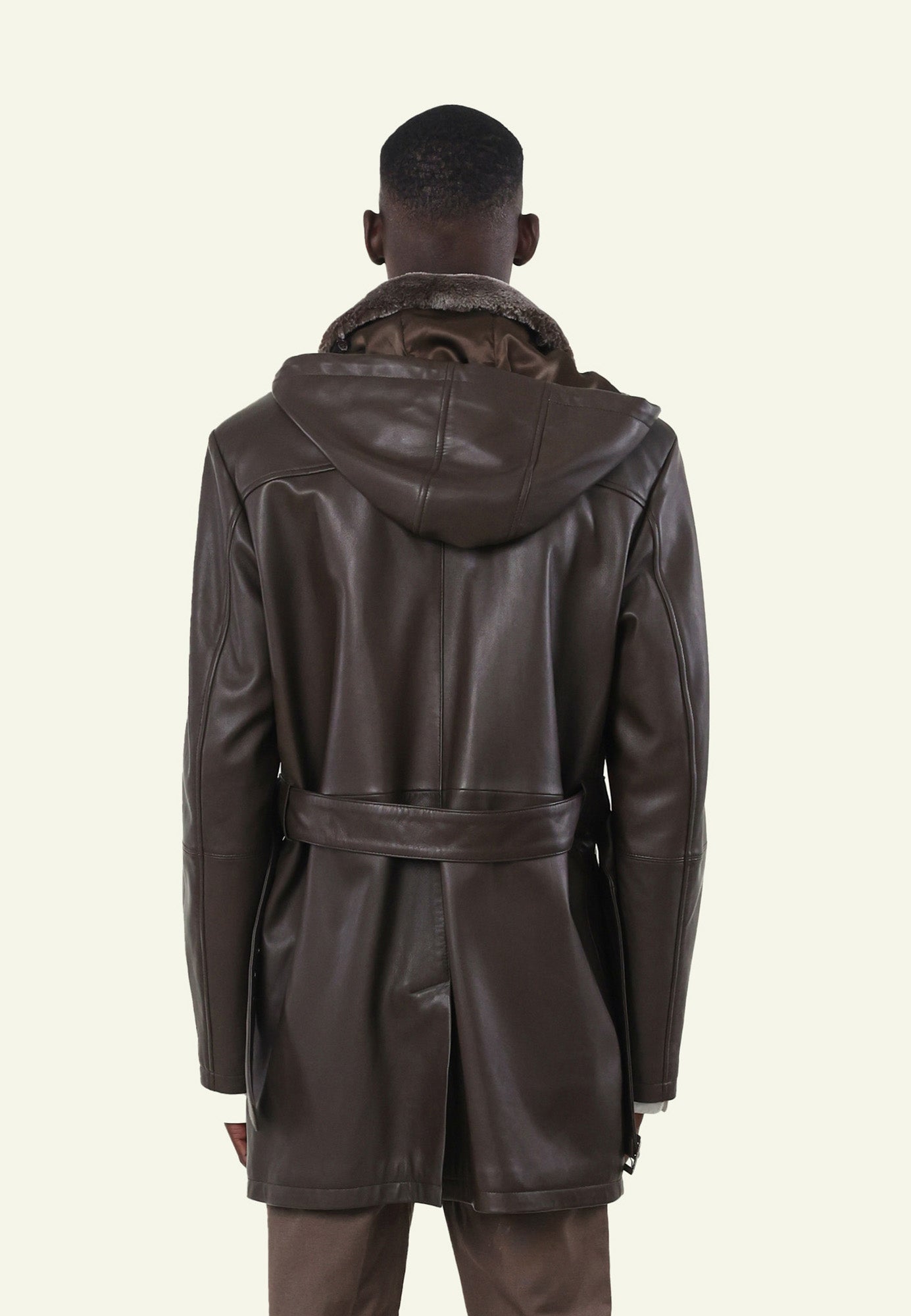 Blouson cuir JUAN BROWN vue côté — Serge Pariente Paris