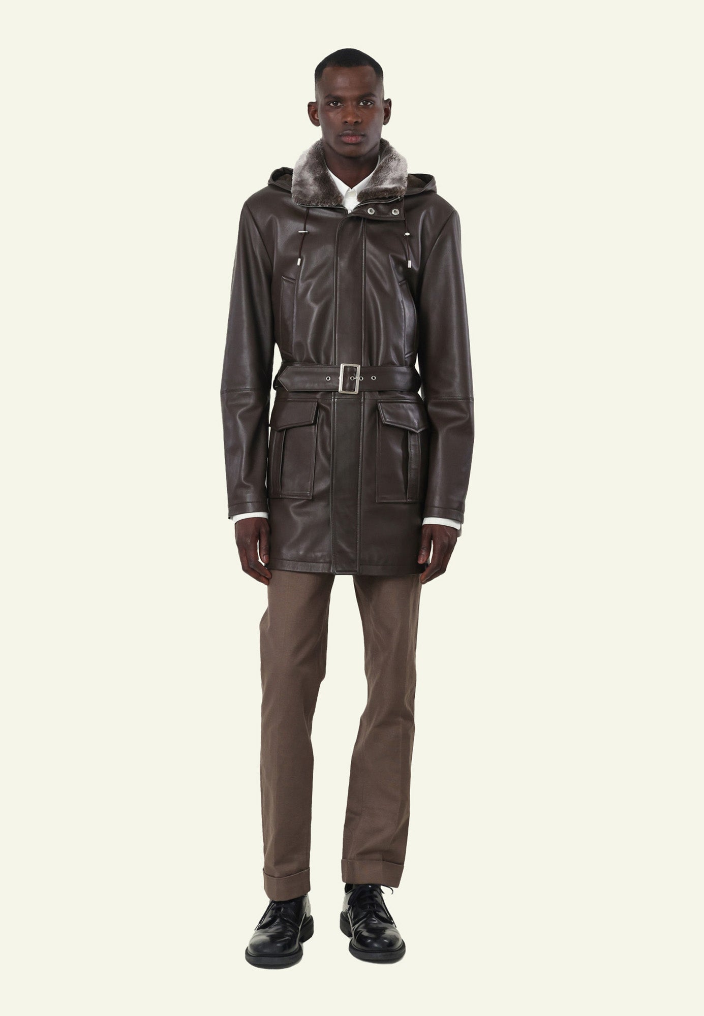 Blouson cuir JUAN BROWN vue portée complémentaire — Serge Pariente Paris