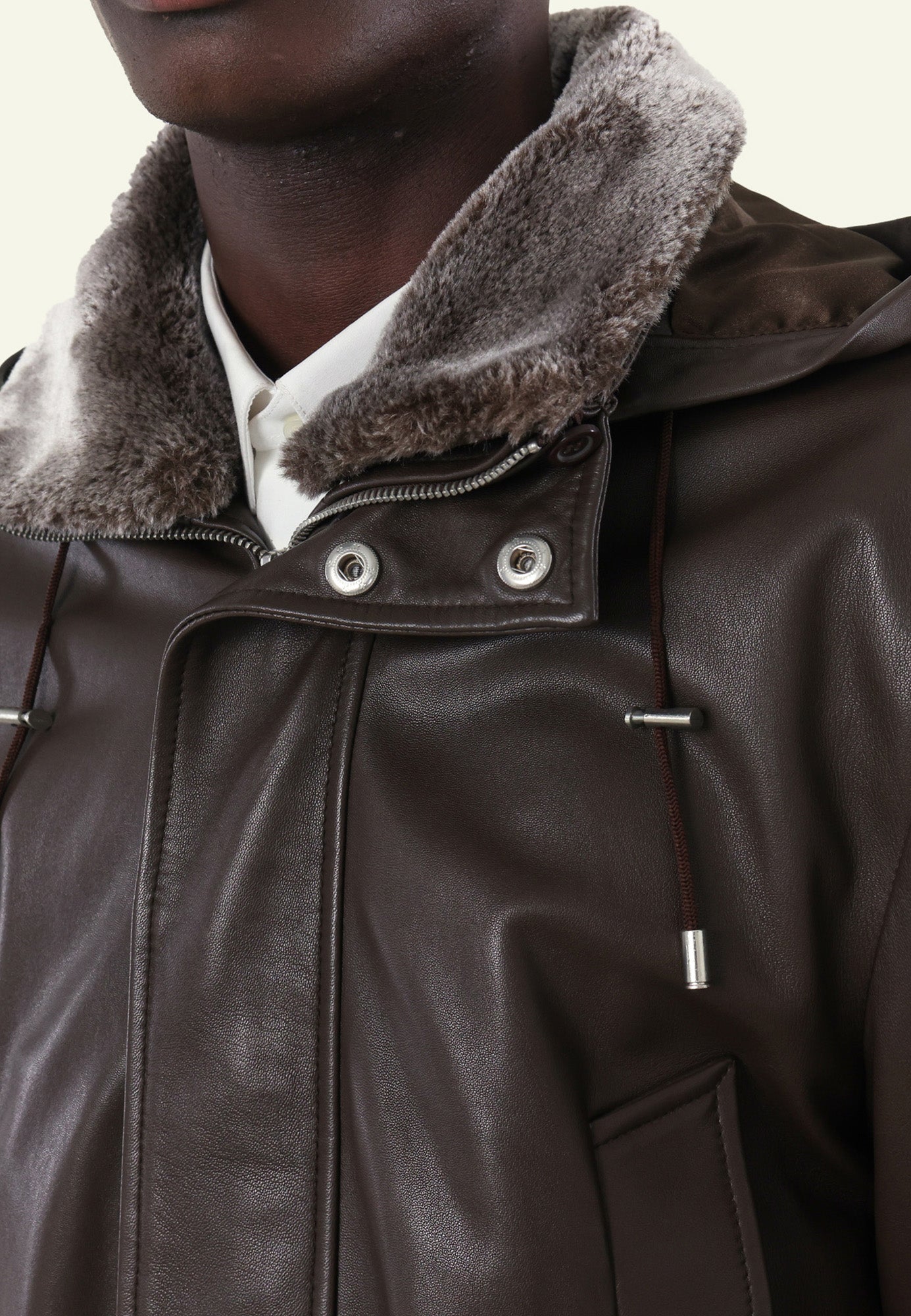 Blouson cuir JUAN BROWN vue détail complémentaire — Serge Pariente Paris