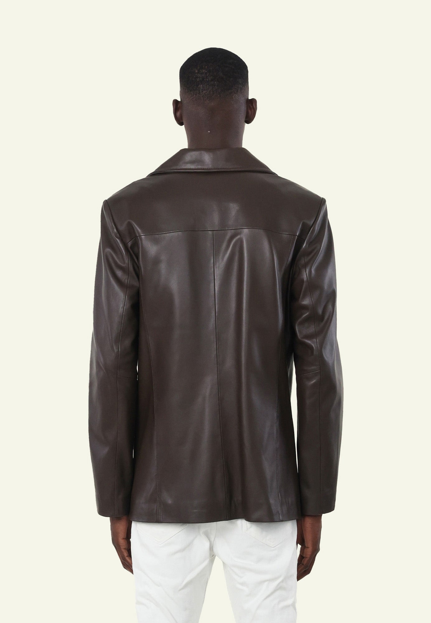 Veste cuir LORD BROWN vue côté — Serge Pariente Paris