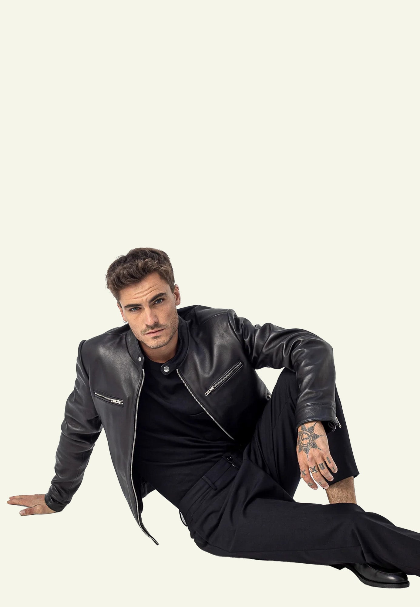 Blouson cuir BIKER BLACK vue complémentaire — Serge Pariente Paris