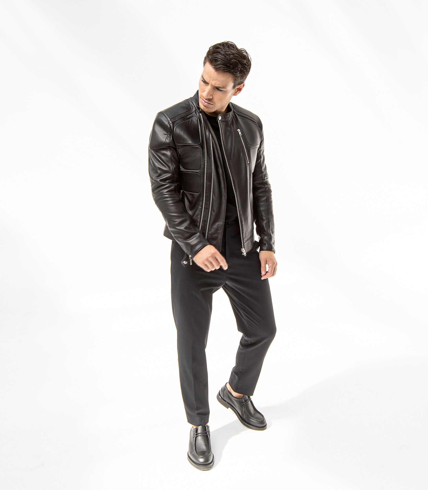 Veste cuir perfecto noir femme COUTURE double zip — Serge Pariente Paris