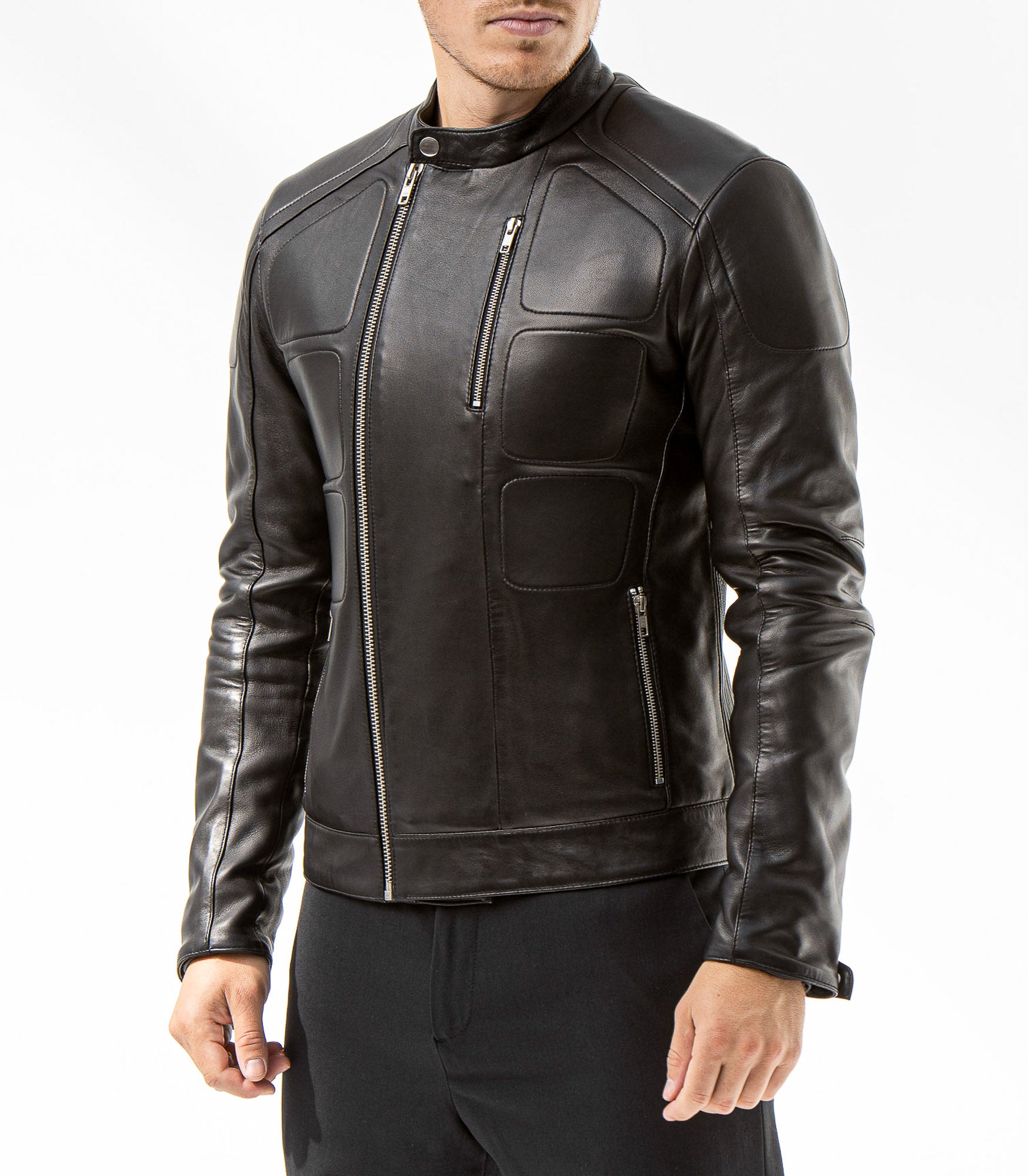 Perfecto cuir noir femme porté COUTURE — Serge Pariente Paris