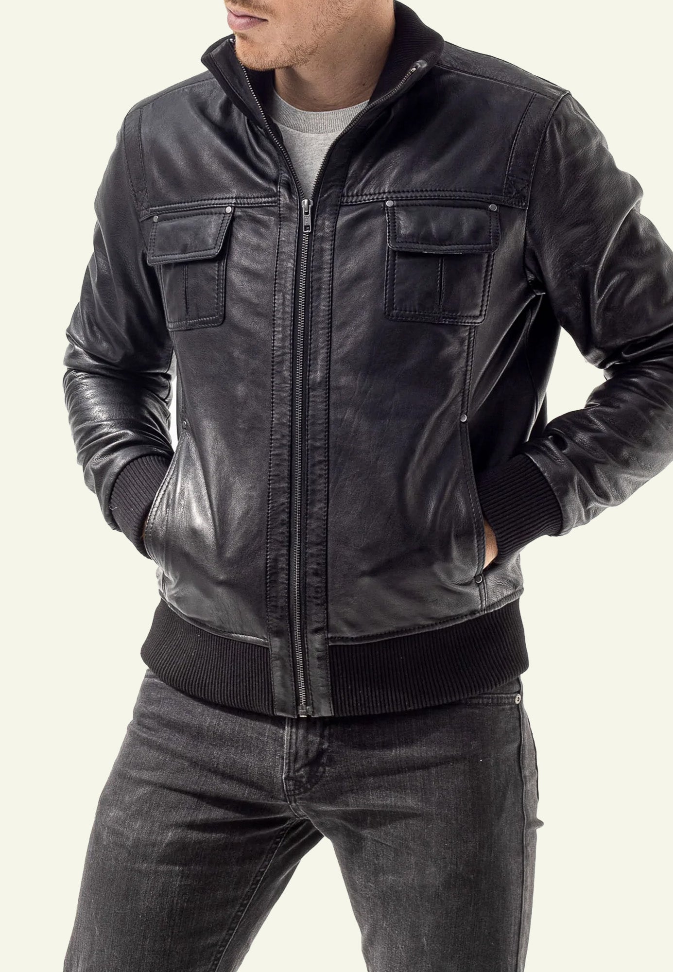 Bomber cuir DANY BOMBER NF BLACK vue complémentaire — Serge Pariente Paris