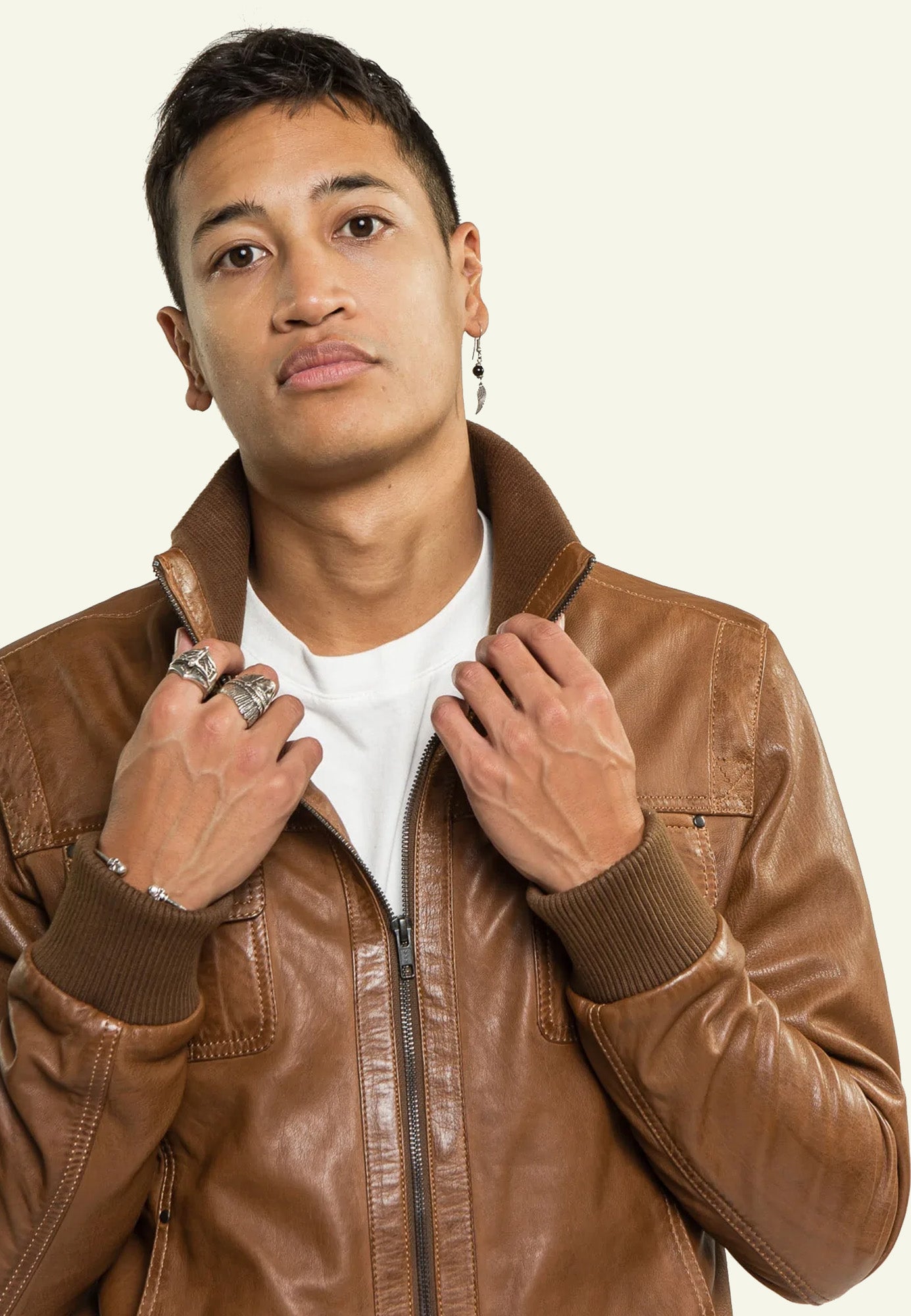 DANY BOMBER NF OXBLOOD porté homme — Serge Pariente Paris