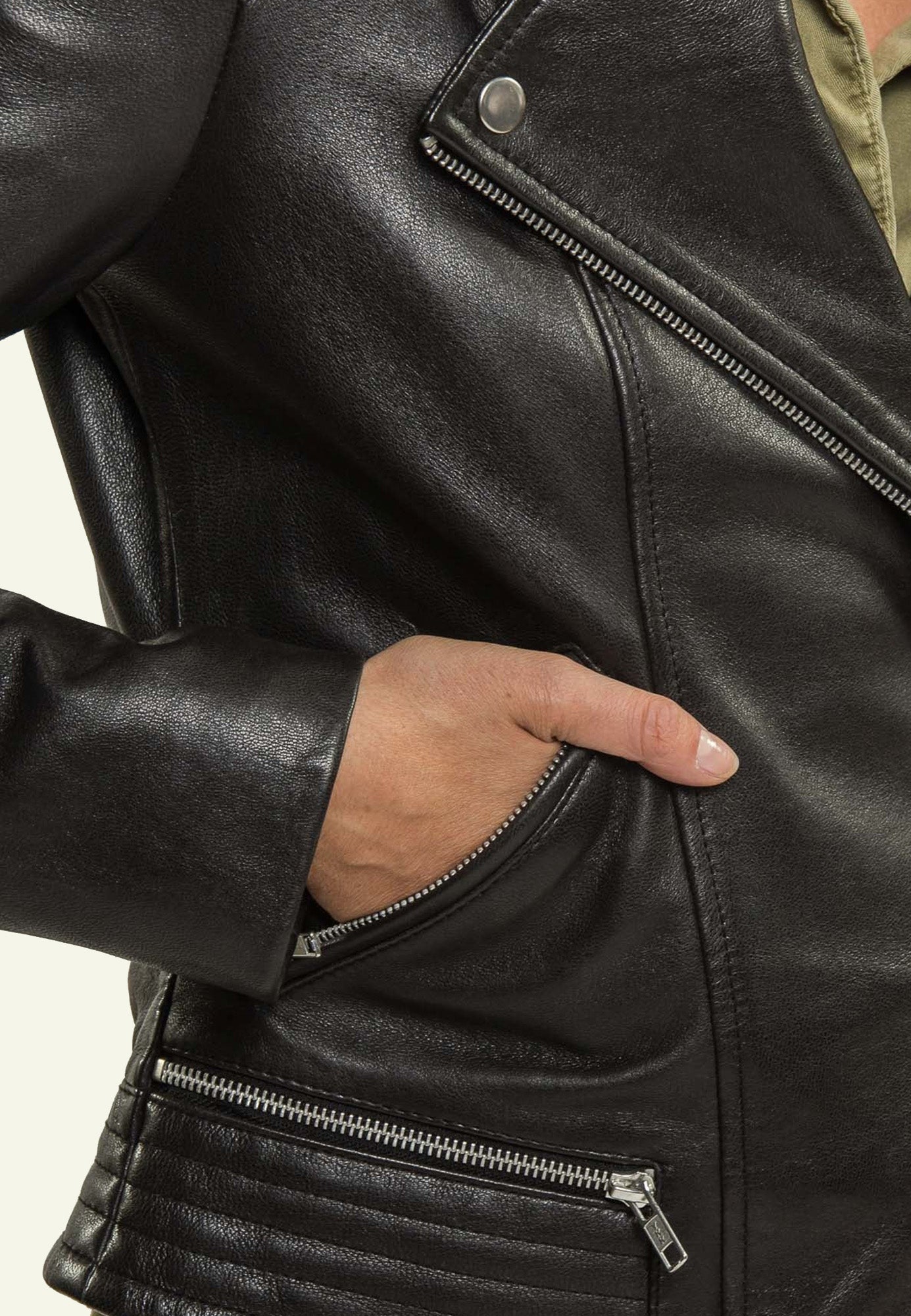 Veste cuir PIACHOLL vue zoom matière — Serge Pariente Paris