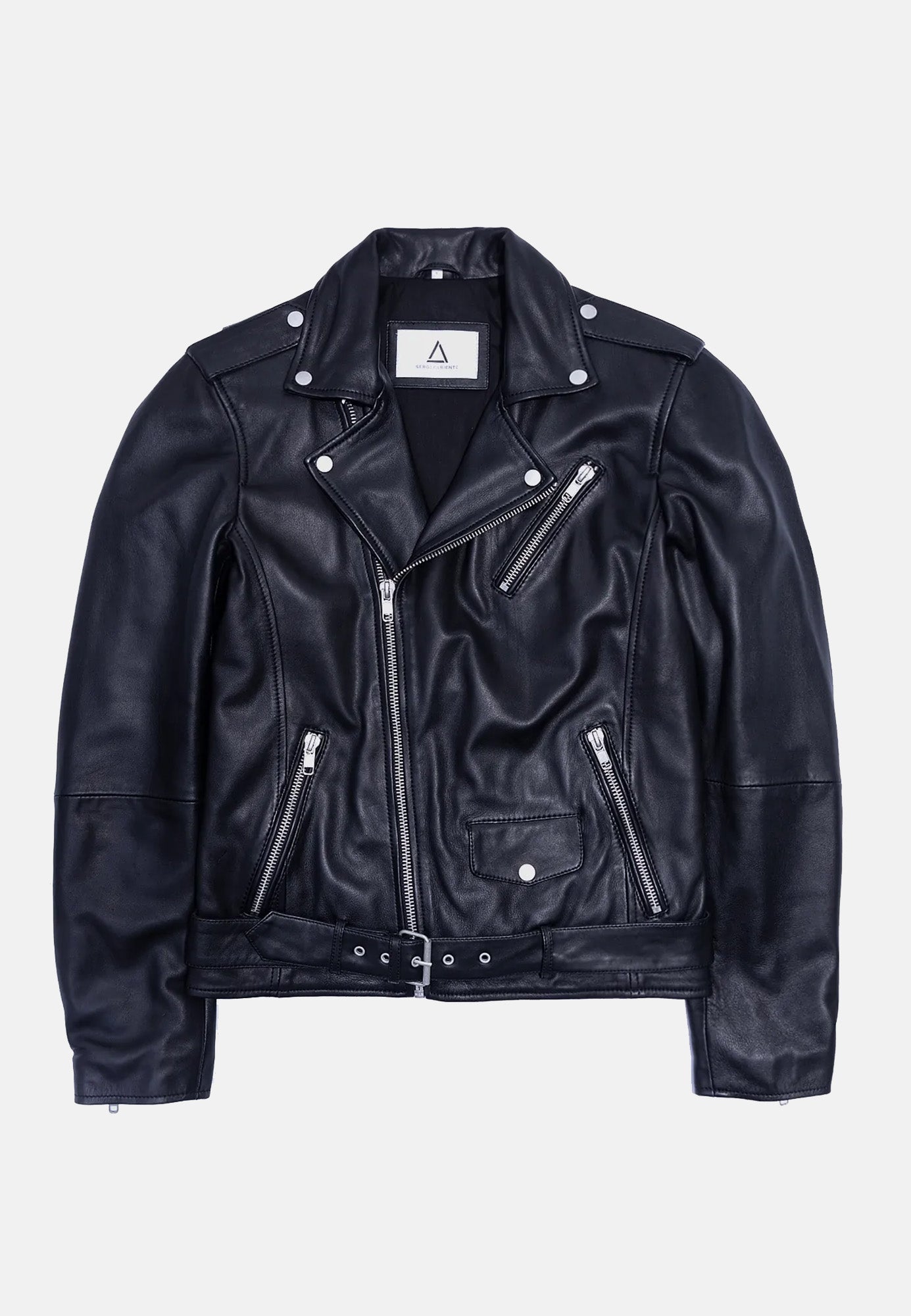 ROCKER vue dos perfecto cuir mouton noir — Serge Pariente Paris