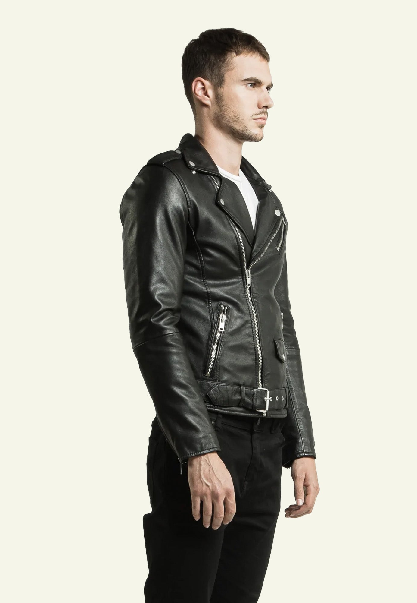 Perfecto cuir ROCKER vue côté — Serge Pariente Paris