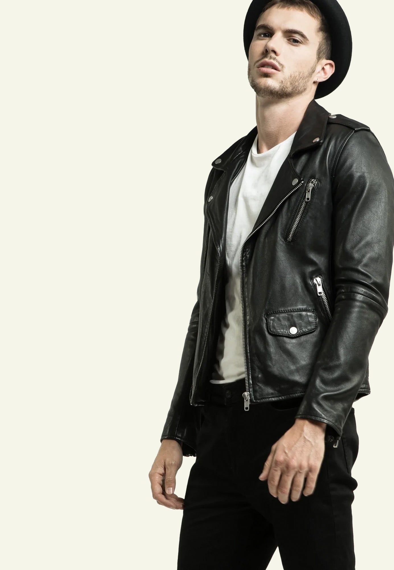 ROCKY BLACK vue dos perfecto cuir mouton — Serge Pariente Paris