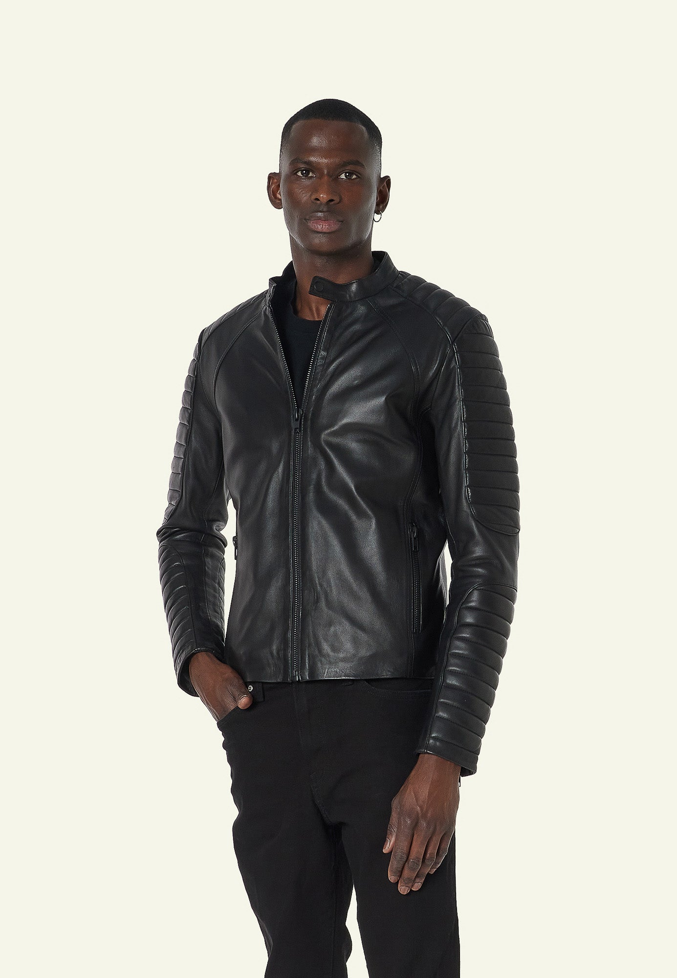 LEMAN BLACK vue dos blouson cuir mouton homme — Serge Pariente