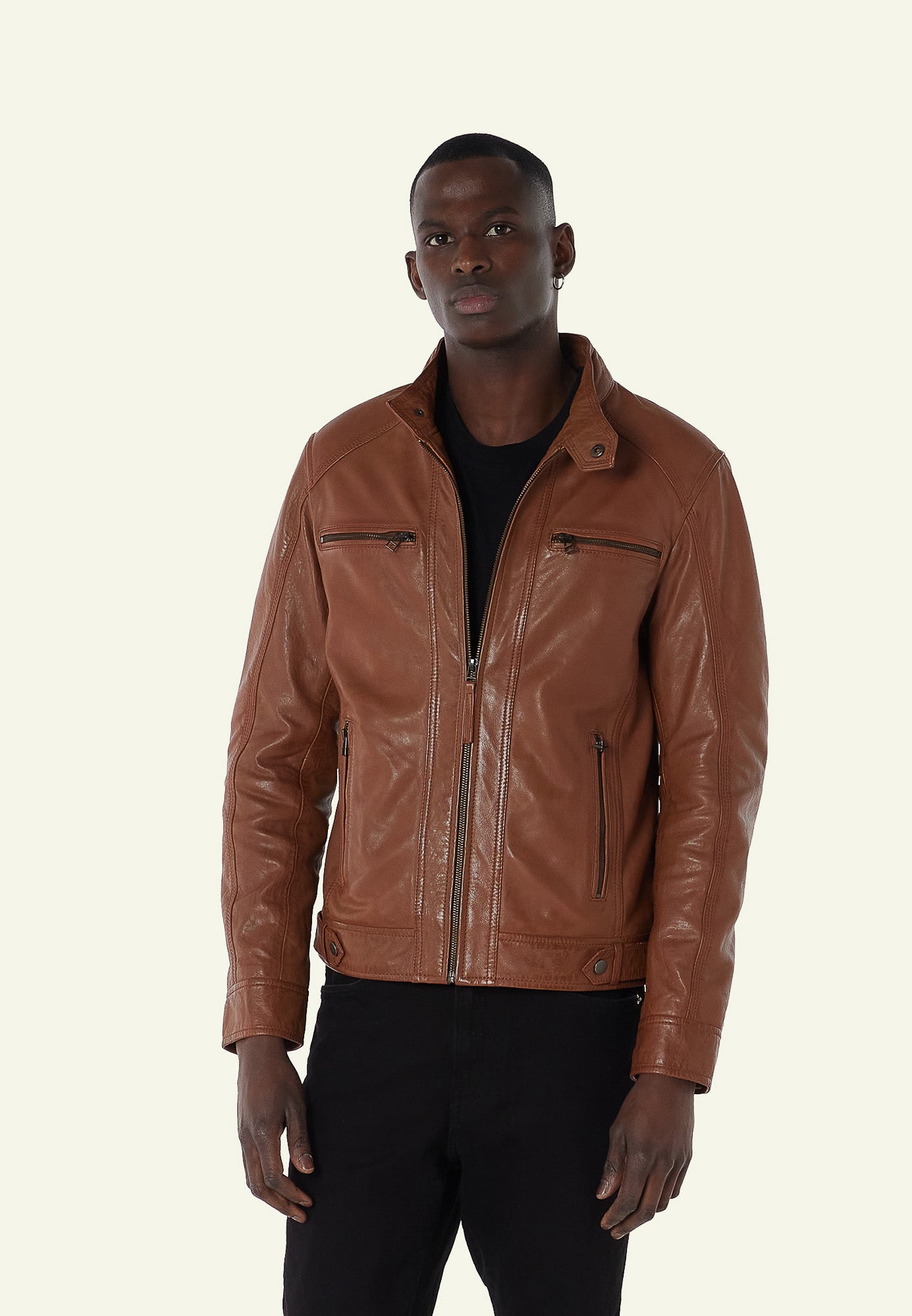 Blouson capuche cuir ERICO HOOD OXBLOOD PRIME - vue dos - Serge Pariente Paris