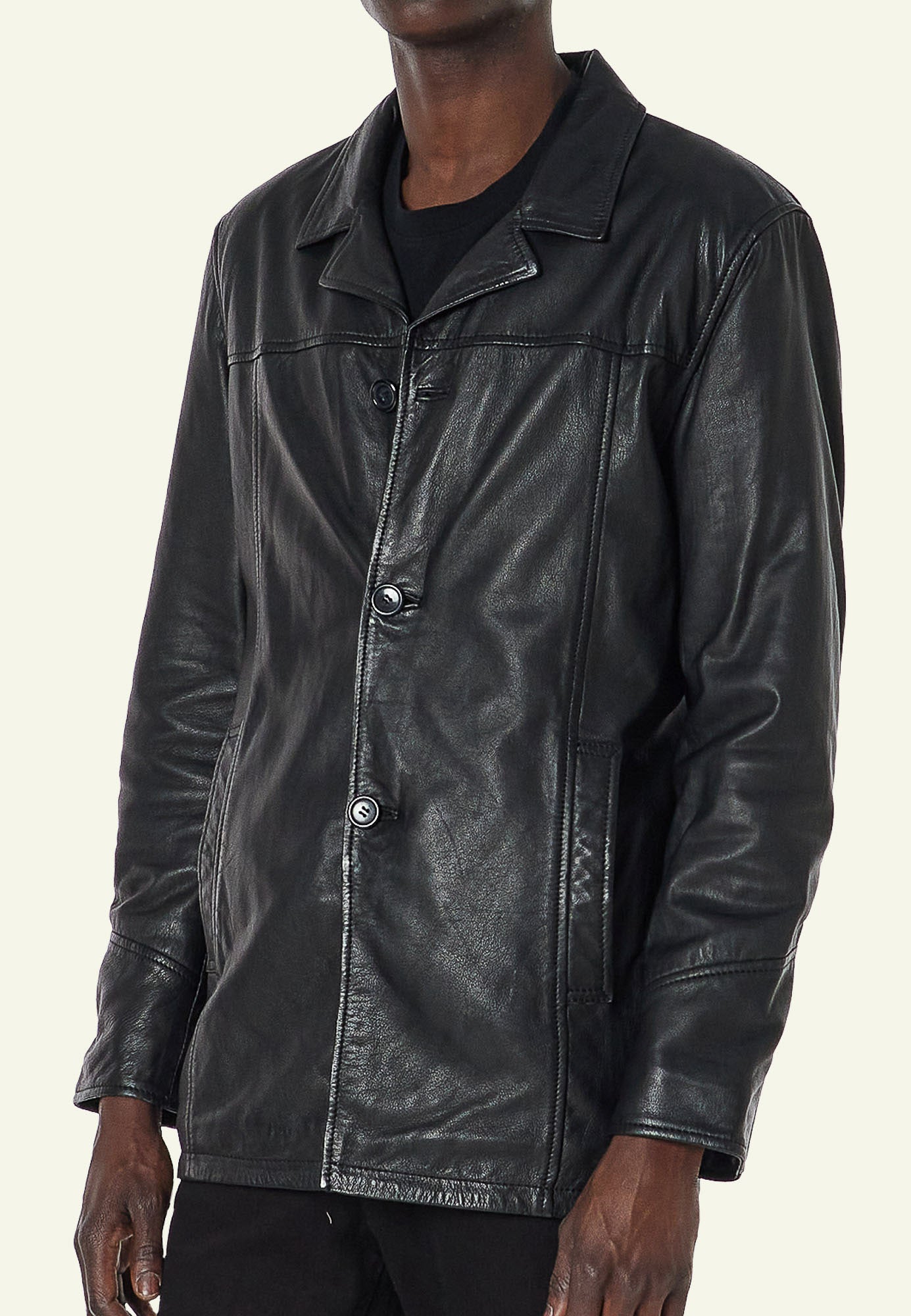 Blouson cuir NATHAN BLACK - vue portee - Serge Pariente Paris