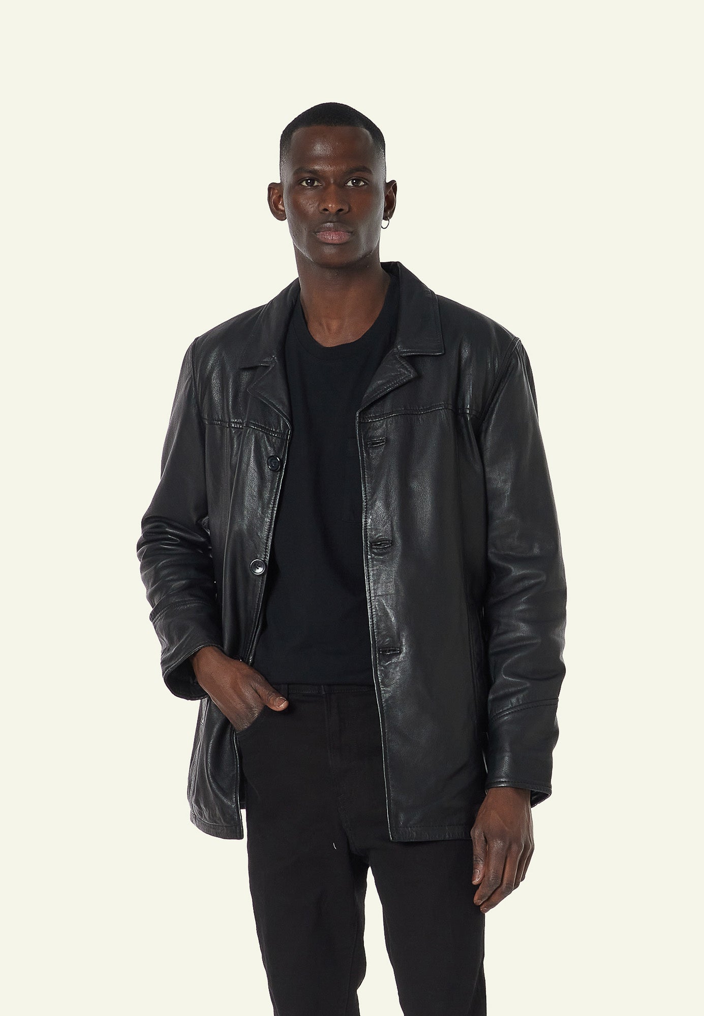 Blouson cuir NATHAN BLACK - vue complementaire 1 - Serge Pariente Paris