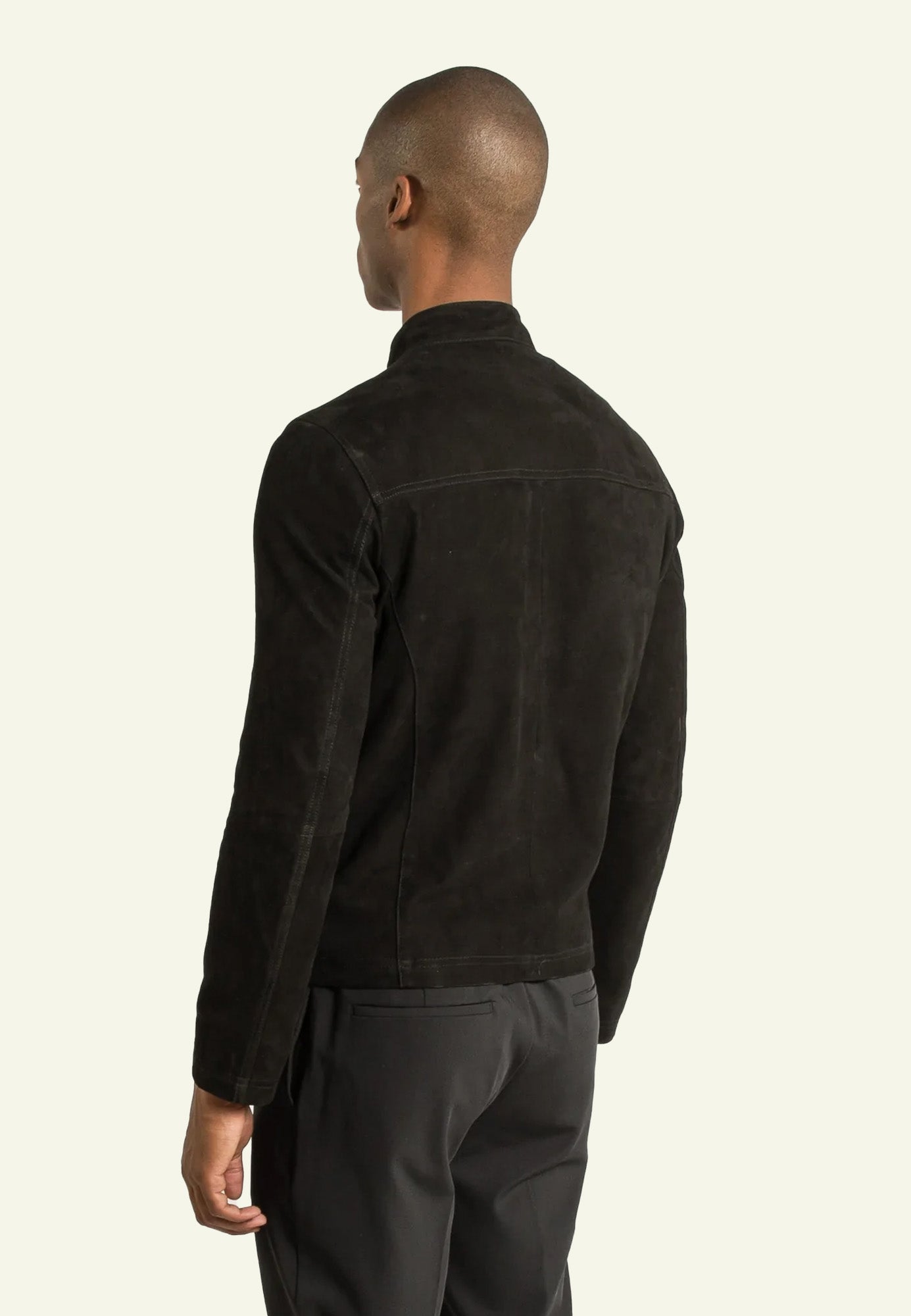 SYLVINO VS BLACK vue dos blouson chèvre velours noir — Serge Pariente