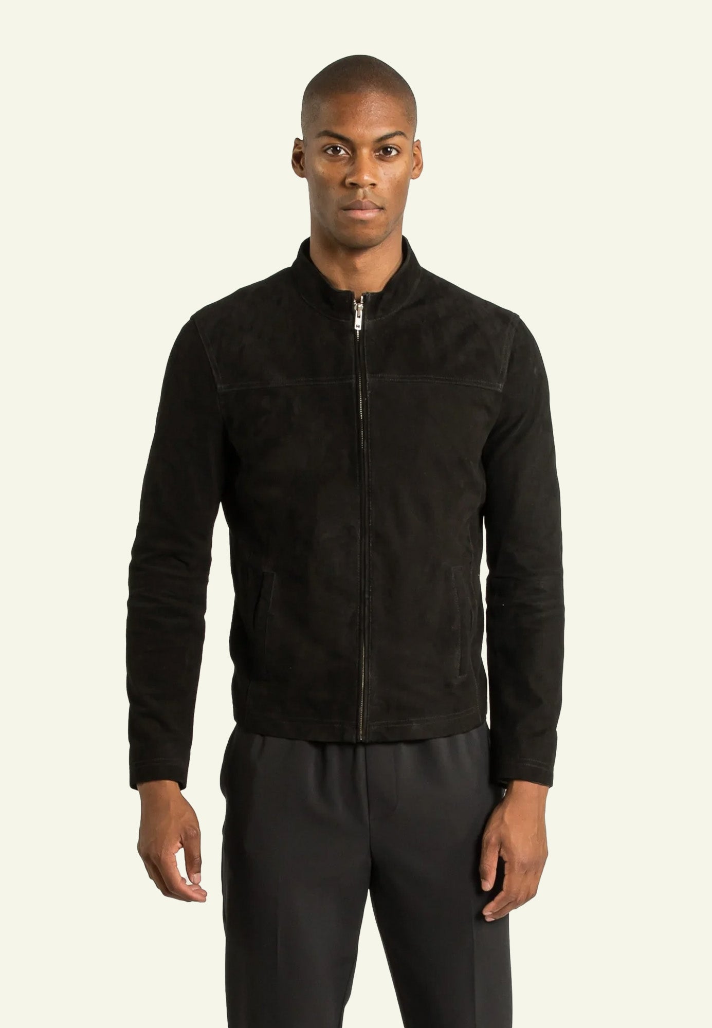 Blouson daim SYLVINO VS BLACK vue côté — Serge Pariente Paris