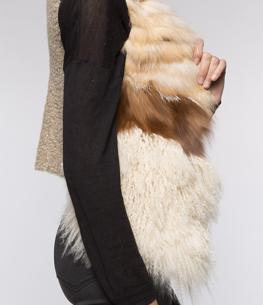 Gilet fourrure lapin cognac vue dos — Serge Pariente Paris